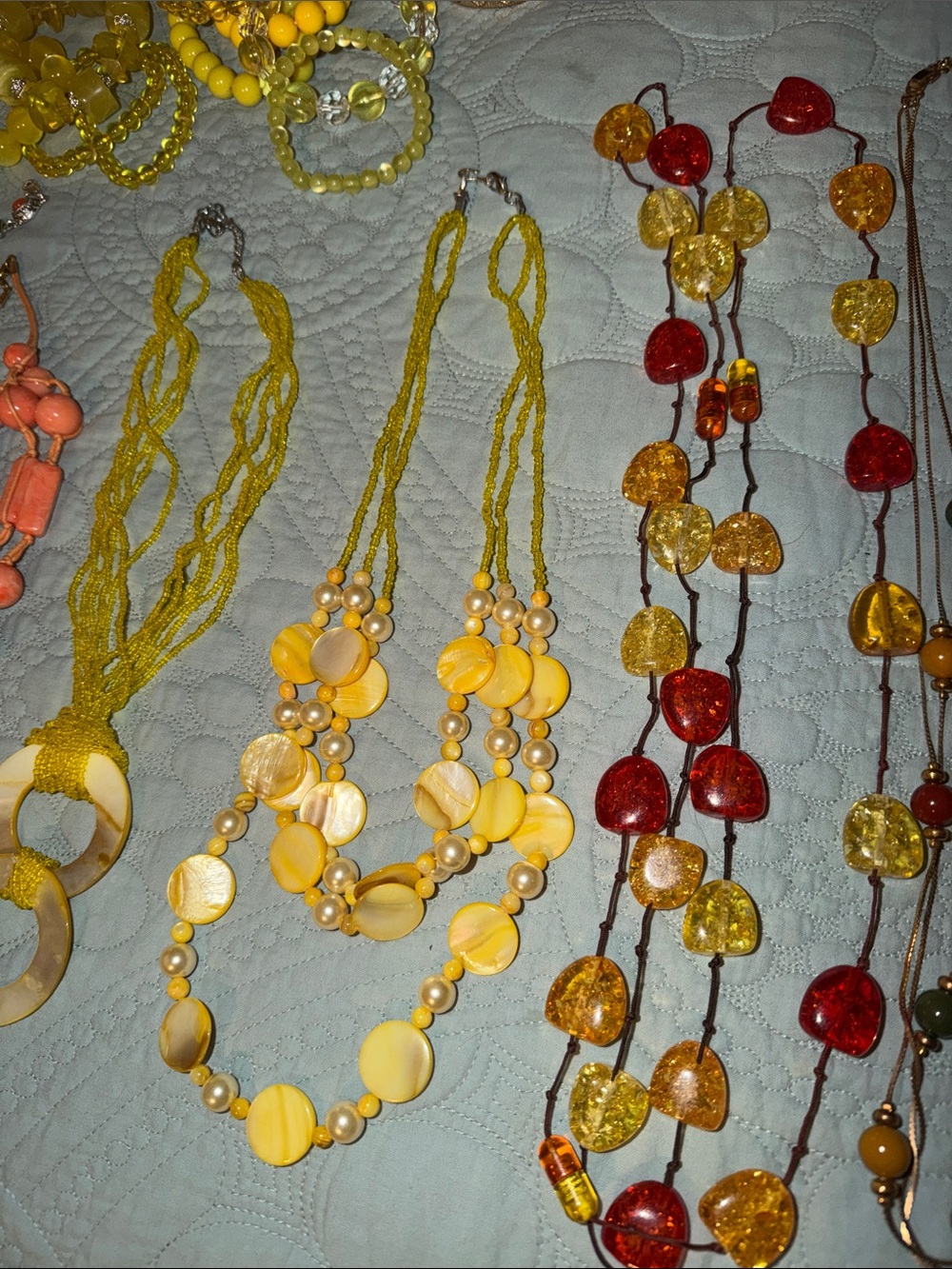 Yellow Multi-Strand Shell & Bead Necklace - Women's Jewelry